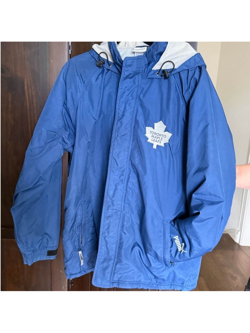 Vintage Puma Blue Toronto Maple Leafs Hooded Performance Jacket.